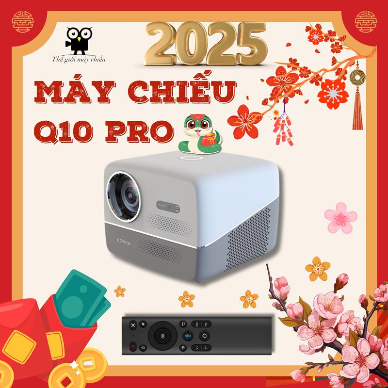   TGMC  Máy Chiếu Q10 Pro xem phim Mini Full HD 1080P - Hỗ Trợ 4K Chống Bụi 99% Lấy Nét Tự Động Kích Thước Chiếu Tối Đa 180ing Projector Led. Bluetooth 