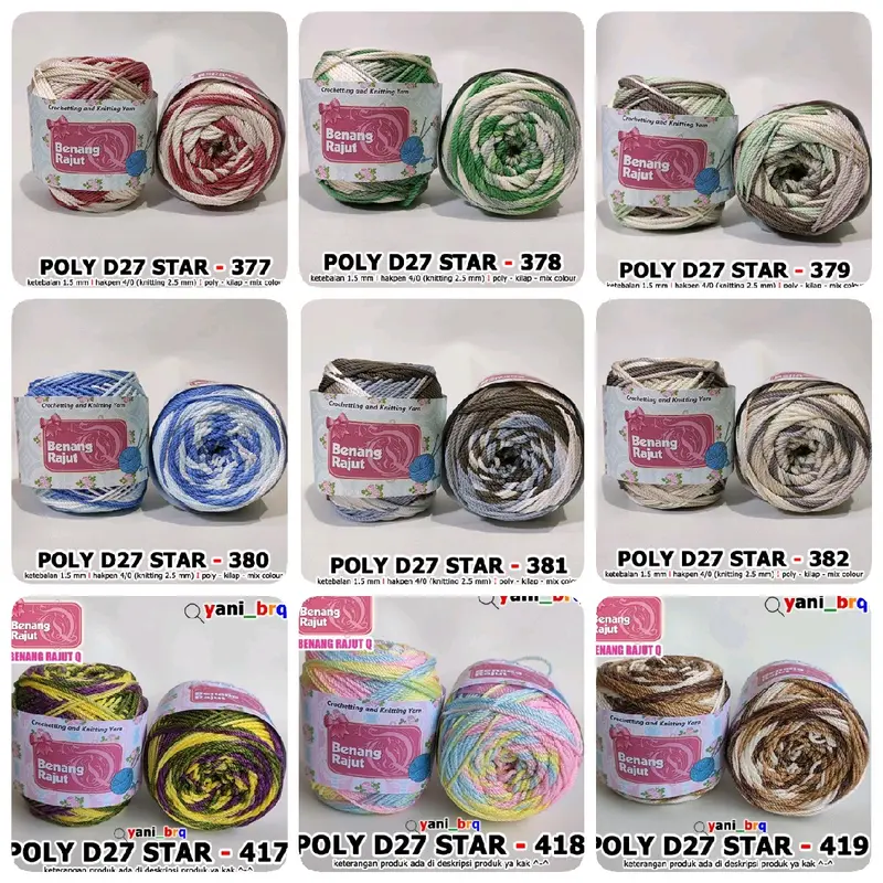 BENANG RAJUT POLY SEMBUR /POLY GRADASI _MEDIUM PLY D27_HAKPEN 4/0_100GR/GULUNG 1