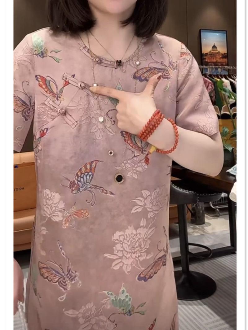 Product Introduction of T71483# Dress For Women Vintage Age-reducing Loose Dress Women Cheongsam Elegant Summer New Arrival Flower Printing Womens Dresses 3