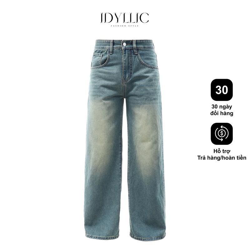 [IDYLLIC x Giá siêu sale] Quần jean nam nữ ống rộng thời trang màu xanh nhạt wash trắng vàng nhẹ IDY3 Menswear Cotton Pants
