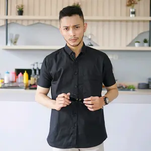 KEMEJA CASUAL LENGAN  PENDEK  SLIMFIT GREAT A PREMIUM Fit Nyaman Pria Hitam