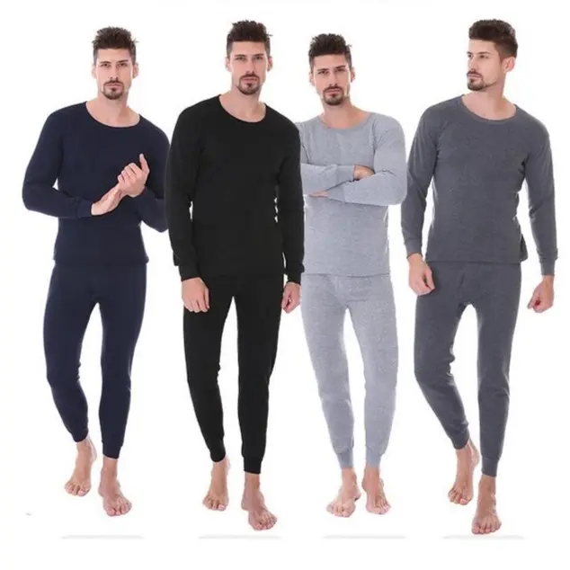L-4XL Men's Plush Thermal Innerwear & Underwear Set Autumn and Winter Cotton Tops and Pants Set