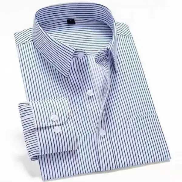 Áo Sơ Mi Cotton, Nam Trung Niên, Tay Áo, Công Sở Thường Ngày Dáng Rộng Rãi, Áo Sơ Mi Sọc, Trang Phục Cho Bố, Quần Áo Nam