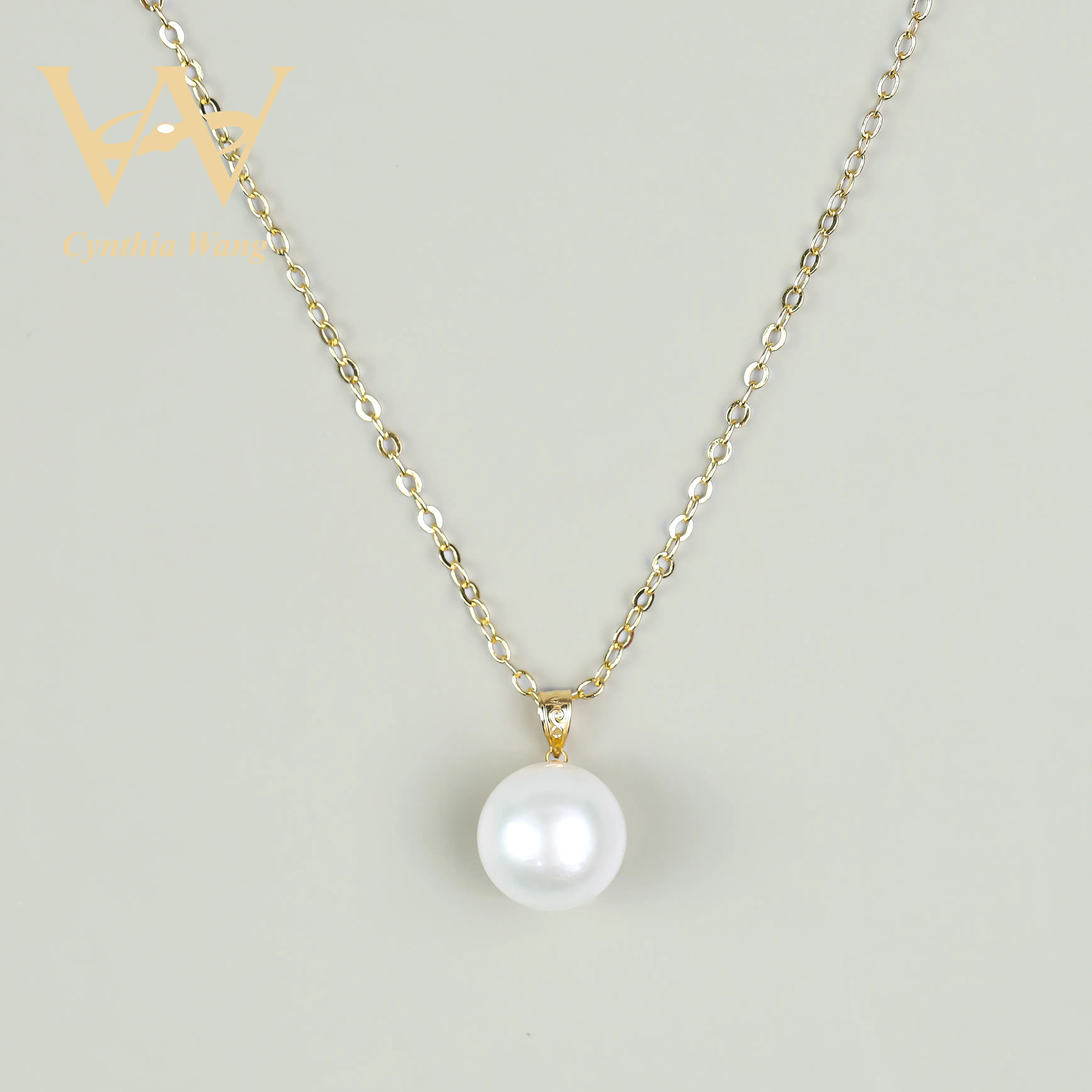 【#023】Cynthia Wang 'The Warm Winter Sun' White Pendant Necklace PE 45cm/18''