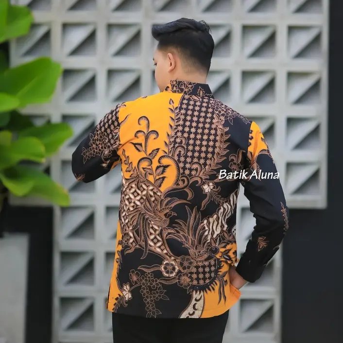 Batik Pria Lengan Panjang Baju Kemeja Cowok Premium Original Batik Aluna PCW 105 2