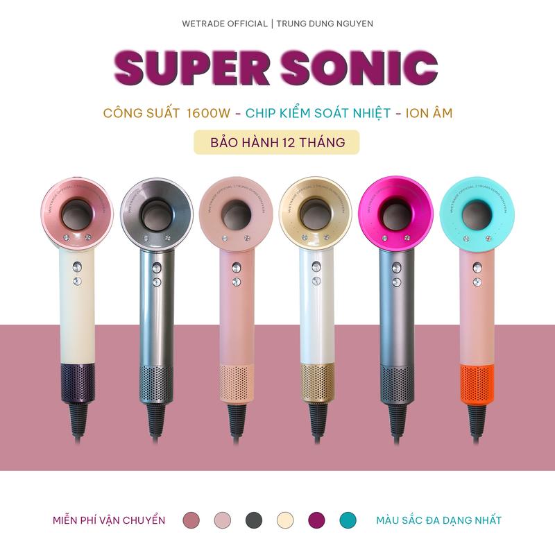 Máy sấy tóc Super Sonic Nam Nữ tạo kiểu 2024, sấy tóc ion âm 2 chiều nóng lạnh, hàng tiêu chuẩn châu ÂU xuất khẩu và có bảo hành 1 năm Chăm Sóc Tóc