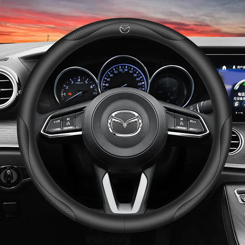 Bọc vô lăng, da thật của Mazda, thích hợp cho Mazda2, 3, CX5, CX30, CX8, CX3, Mazda6, 5, CX9, BT50, tay cầm da thật, phụ kiện ô tô
