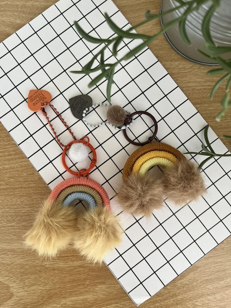 Product Introduction of Bag Aksesoris Gantungan Kunci Tas Bentuk Pelangi Macrame Pom Pom Rainbow Hiasan 2