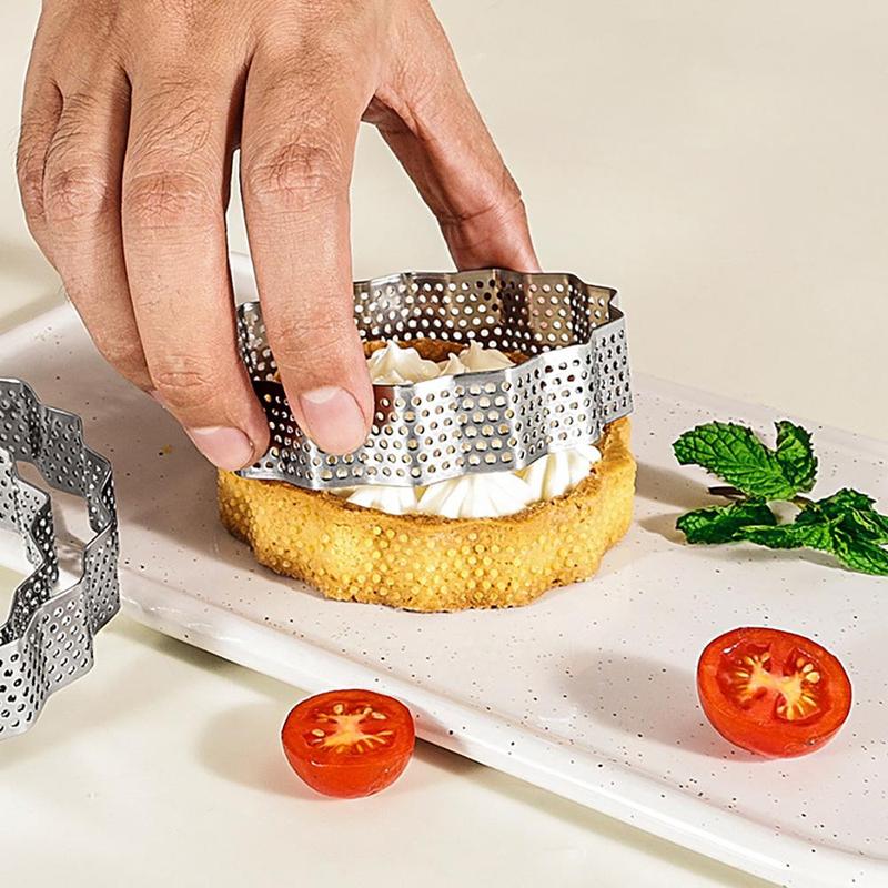Stainless Steel Cake Ring, 6 Counts/set Round Cake Mold with Hollow Out Edge, Cake Baking Mold, Baking Tool for Home Kitchen 5