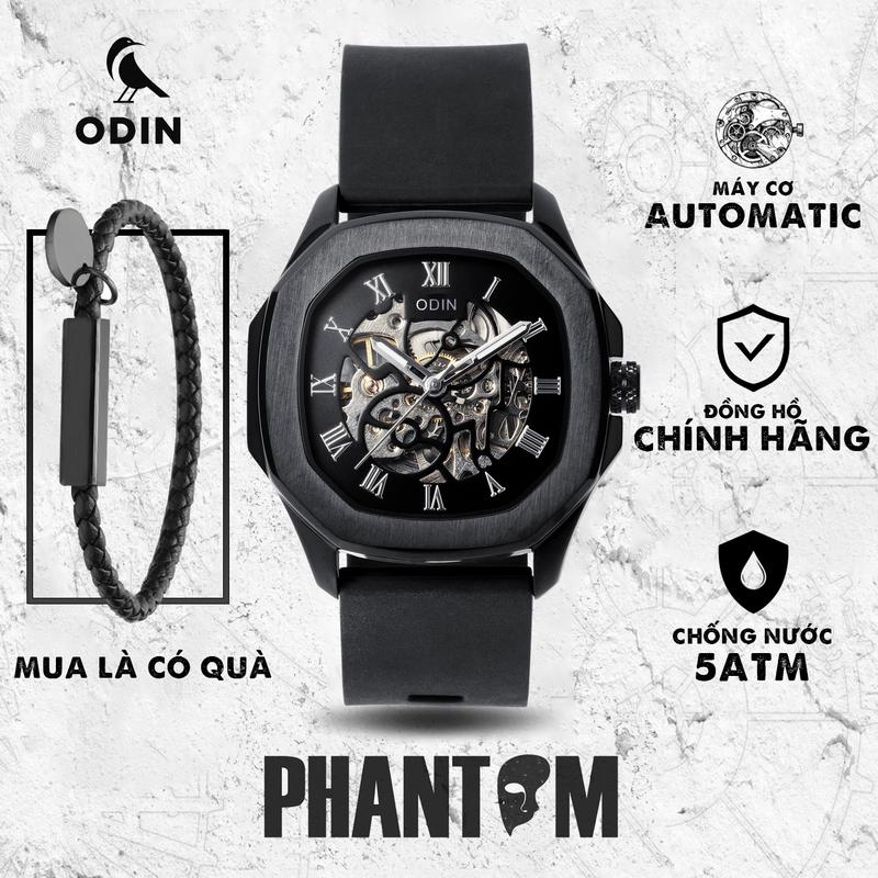 Đồng hồ Nam ODIN -THE PHANTOM | Máy cơ Automatic dây cao su - Chống nước 5ATM - TẠNG KÈM DÂY ĐEO