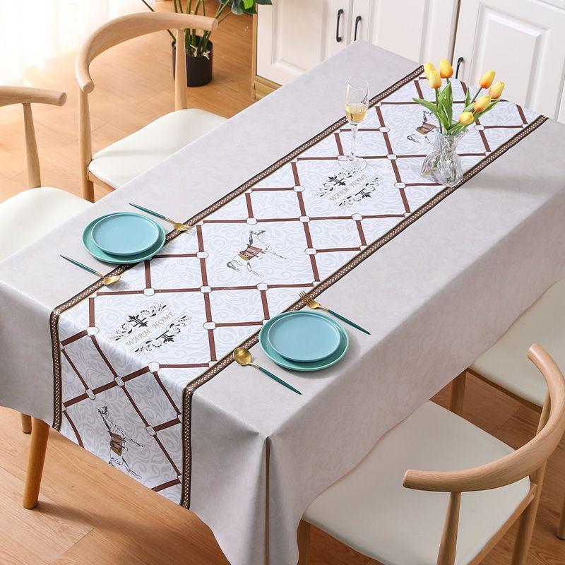 Product Introduction of Sanchengby Home Fabric PVC Tablecloth Waterproof and Oilproof and Heatproof Disposable Dining Room Table Simple Modern Dining Table Coffee Table Living Room Dining Room Table Cloth Cushion 5