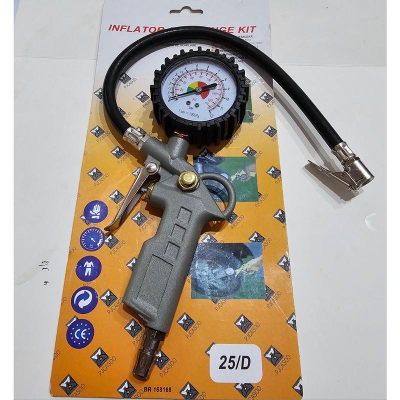  Tay bơm lốp ô tô-xe máy đồng hồ đo áp suất lốp xe - Dùng máy nén khí 