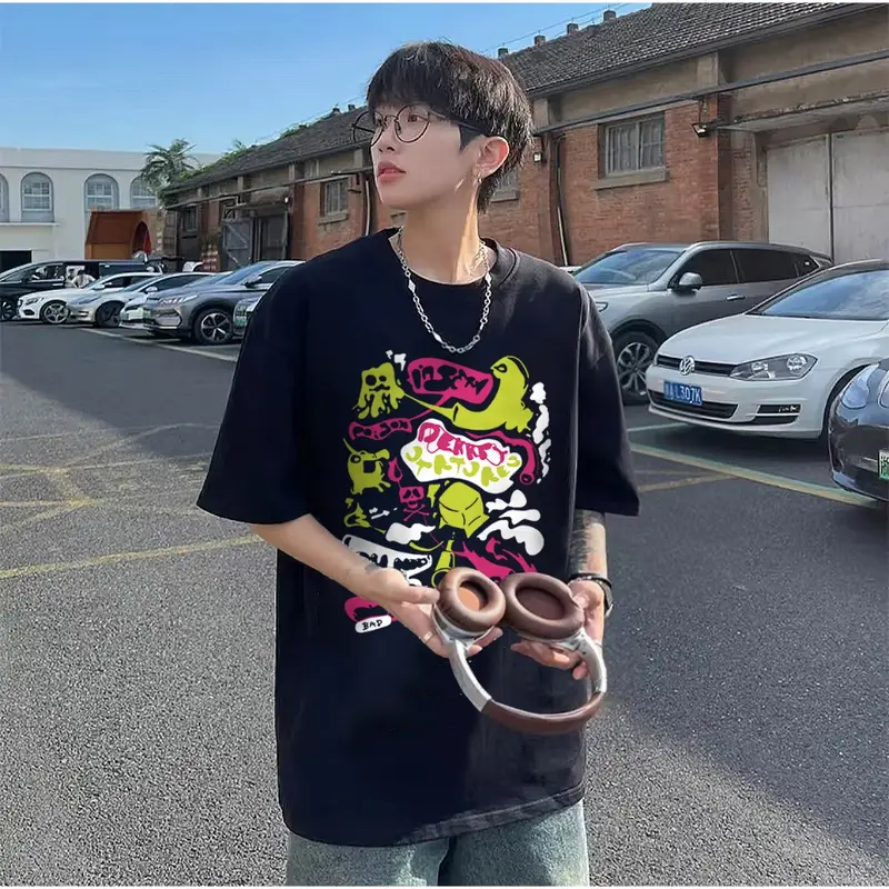 taniastore0 Adioa kaos oversize pria Hitam XXL |  graffiti monster l kaos pria distro original 100% Retro Style Tshirt Longgar Kaos Import baju t shirt pria 1