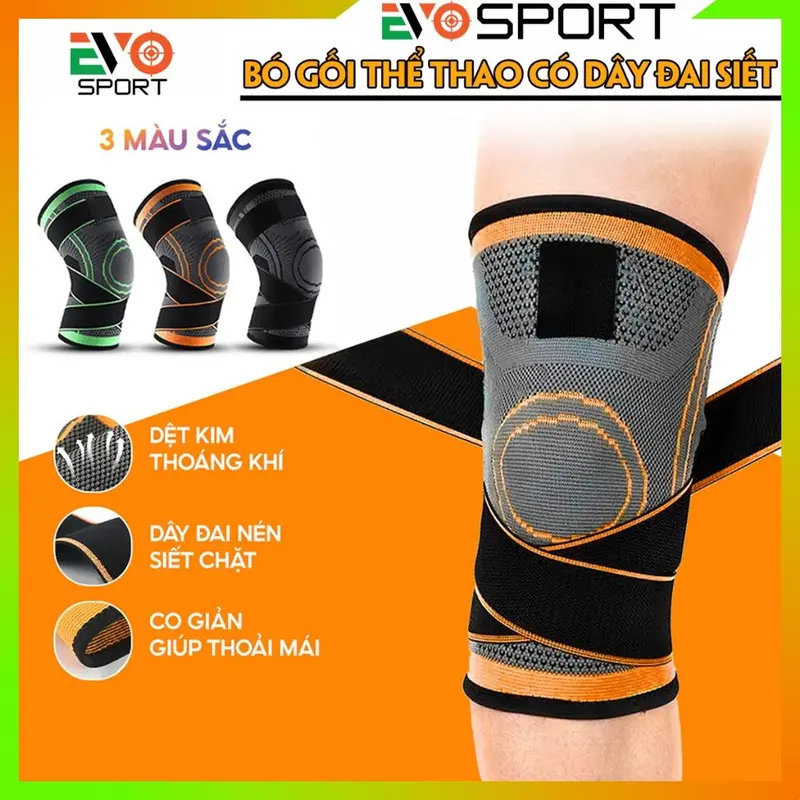 Bó gối có dây đai quấn trợ lực vải dệt kim 3D thoáng khí AL7720 Đai Quấn Bảo Vệ Đầu Gối Trợ Lực Thể Thao 8