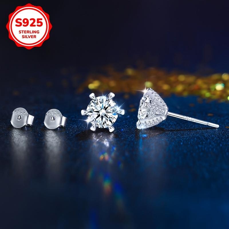 Product Introduction of Sterling Silver Shiny 6mm round Synthetic Zirconia Women's Trendy Earrings, Punk and Simple Style, Unisex Hip Hop Rock Earrings, Perfect Gift for Lovers, Valentine's Day Mother's Day, Wedding, Birthday, Anniversary, New Year Gift 6