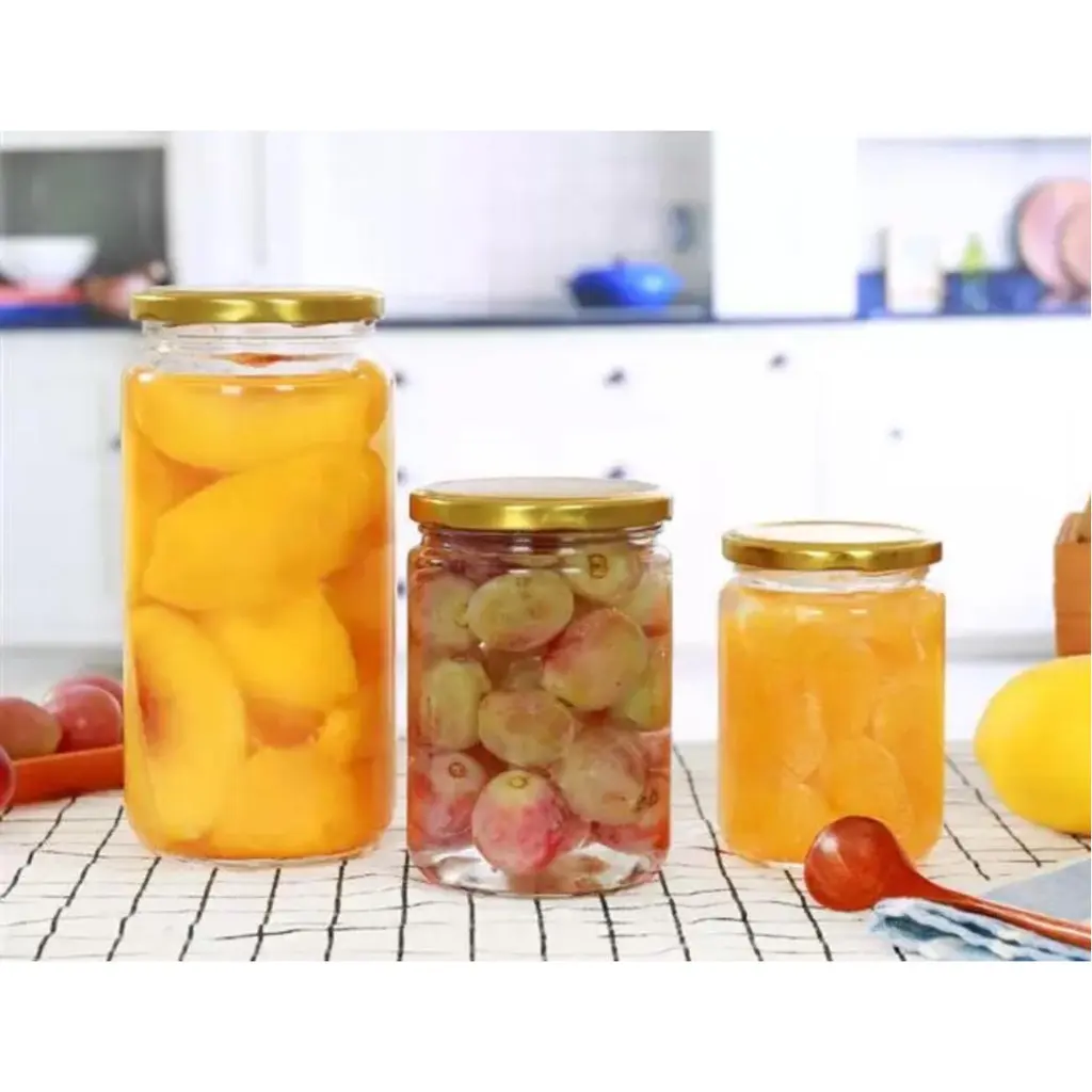 Hủ thủy tinh tròn 1000ml nắp thiếc đựng mật ong, chanh đào, bột, trà hoa