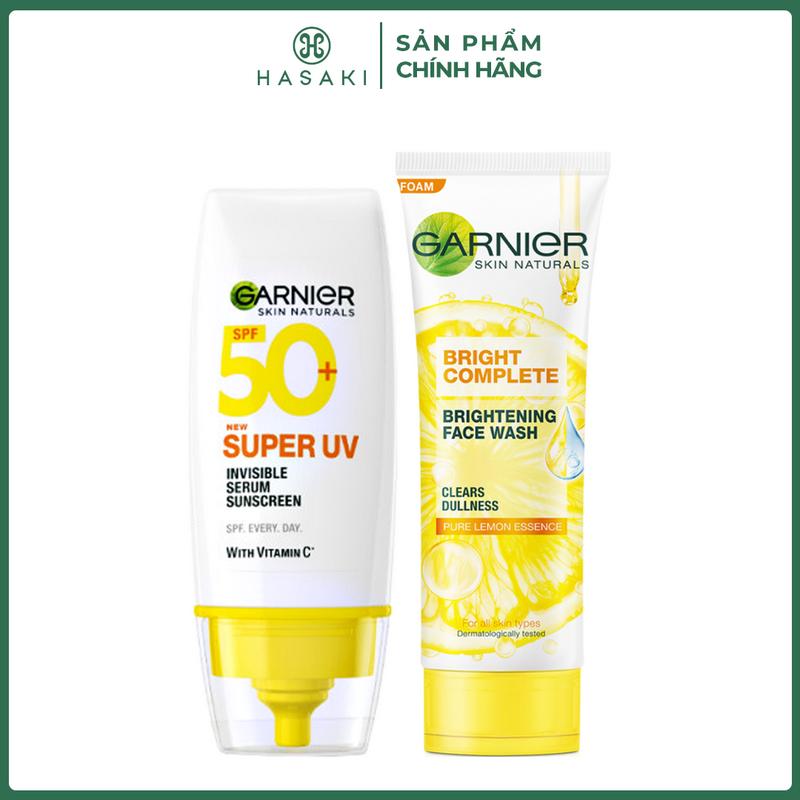 Combo Garnier Serum Chống Nắng Mỏng Nhẹ Bảo Vệ Tối Ưu + Sữa Rửa Mặt Tạo Bọt 30ml+50ml | HASAKI BEAUTY