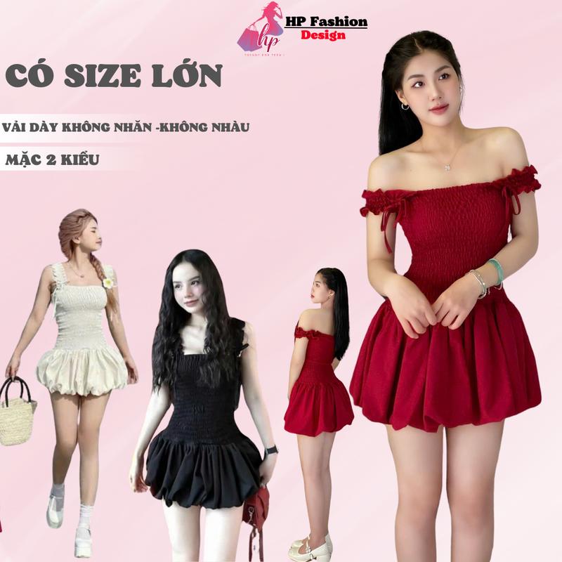 Đầm body nữ dáng ngắn tùng bí 2 dây có mút, váy kiểu màu đen tôn dáng sang chảnh đi tiệc đi chơi hàn quốc G942 Dress Women Nhung có bigsize