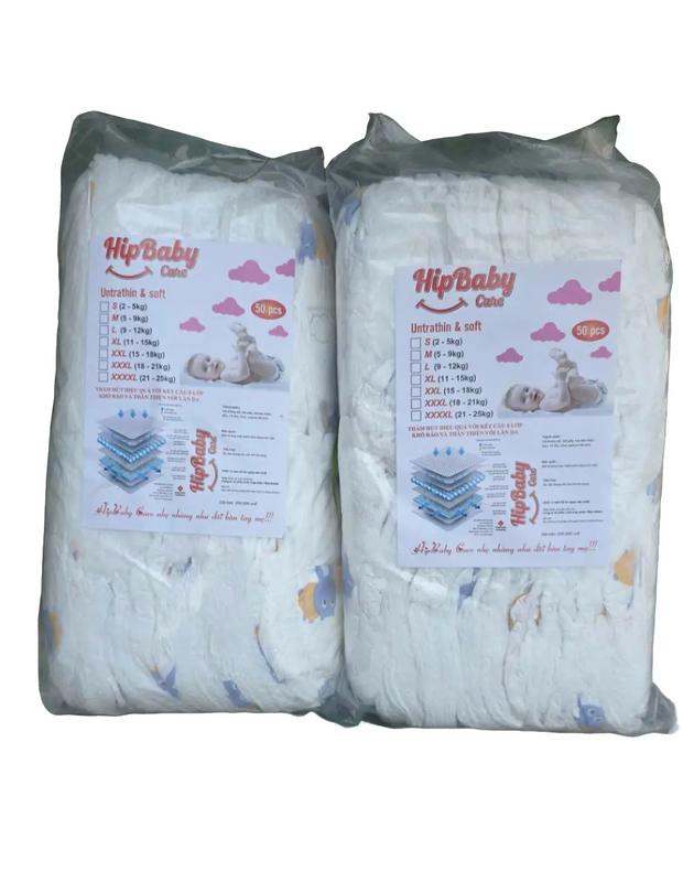 bỉm quần/tã dán HipBaby care 100 miếng loại 1 Cho Bé form suông, bỉm mềm mỏng, hút 500ml nước, đủ size M đến 3xl