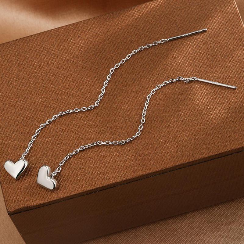 Product Introduction of 1Pair Heart Earrings Ins Temperament Long Heart-shaped Earrings Tassel K8Y8 38