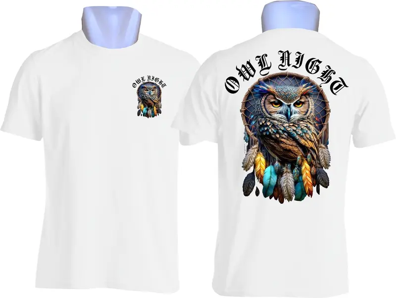 kaos distro pria lengan pendek | baju sablon printing 3d owl night Motif Nyaman Simple Tebal 4