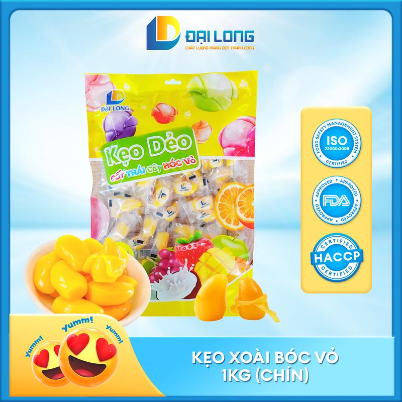 [Túi 1Kg] Kẹo dẻo xoài bóc vỏ Đại Long Chua Chua, ngọt ngọt chiết xuất từ nước trái cây hợp tiệc, liên hoan ăn vặt thơm ngon và bổ dưỡng Snack Food Candy