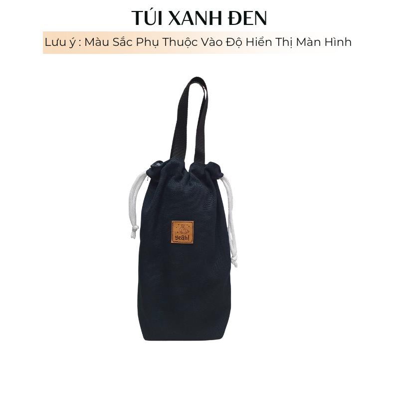 Túi vải 2 lớp dày dặn đựng bình giữ nhiệt có dây rút chất liệu vải canvs 4