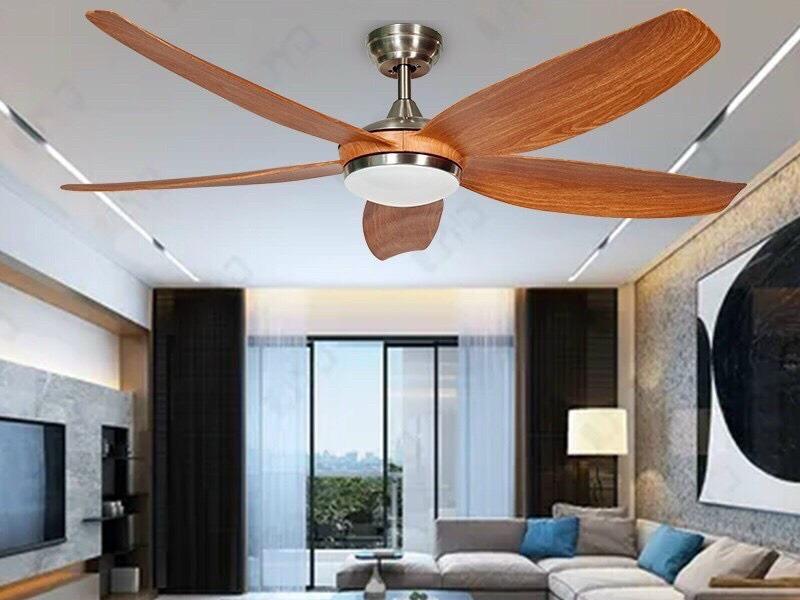 Quạt Trần 5 Cánh ABS521  Đèn Led 3 Chế Độ Ánh Sáng, Cánh Vân Gỗ Điều Khiển 6 số, Động Cơ DC Lõi Đồng 2 Chiều Gió Hút Ẩm, Tốc Độ Gió 250v/p Cực Mát, Công Suất 90W Thiết Kế Đẹp Đẽ, Tinh Xảo, Phù Hợp Mọi Không Gian Nhà