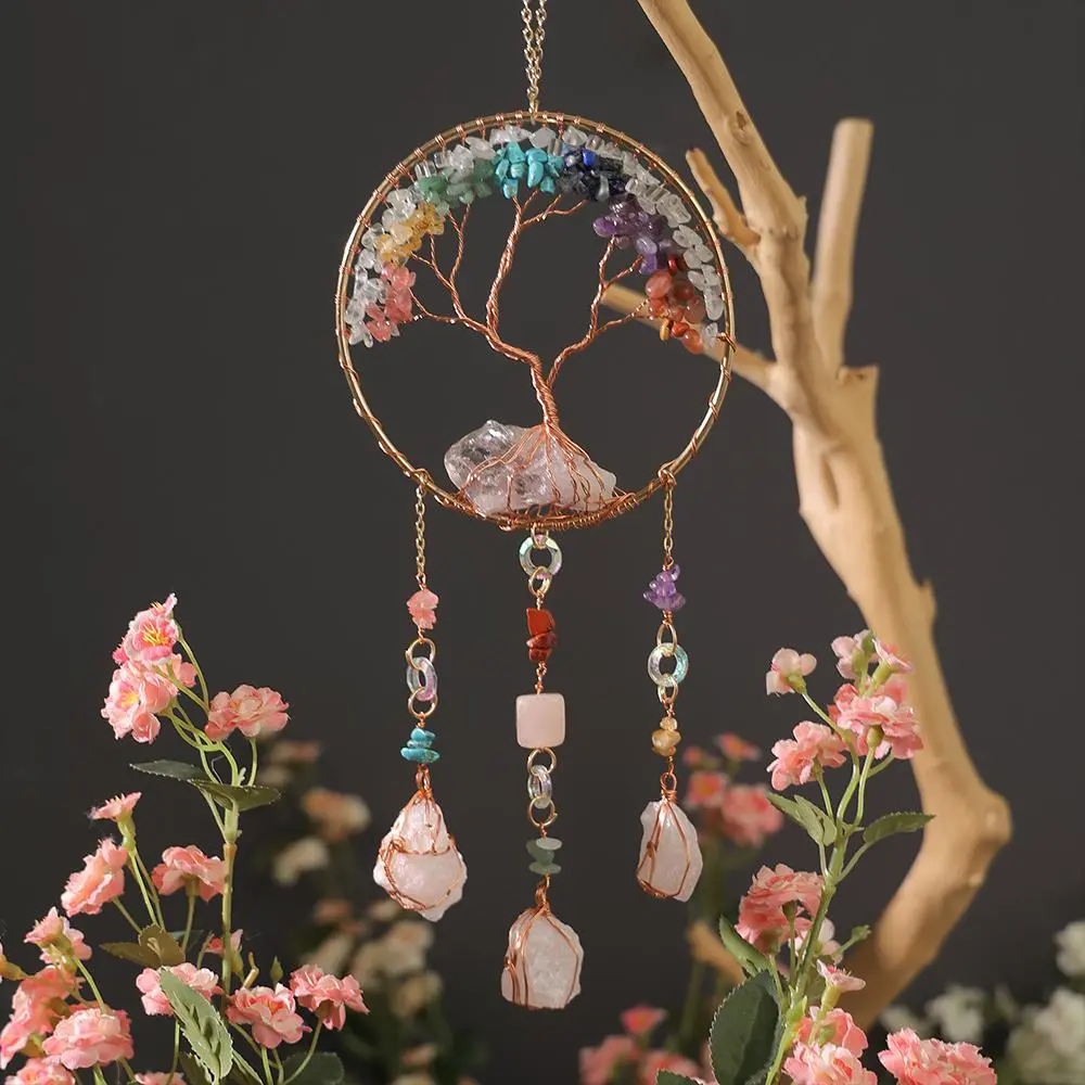 Tree Design Decoration with Pendant, 1 Count Artificial Crystal Sun Catcher, Hanging Decor for Home Garden Balcony