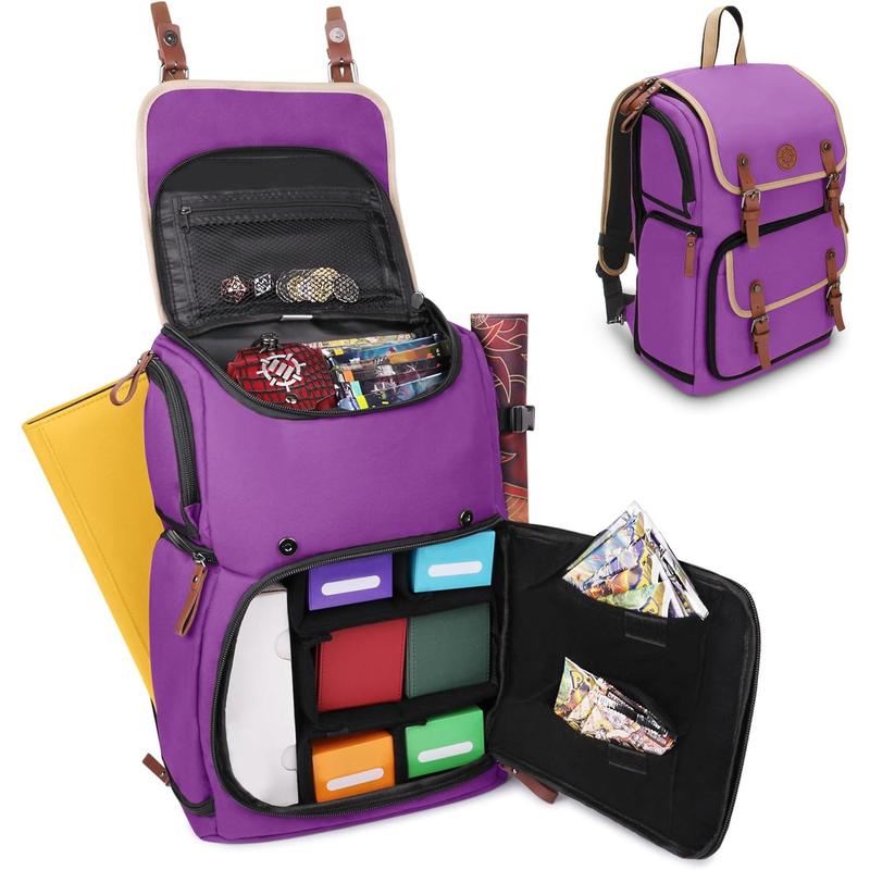 TikTok Shop Designer Edition Trading Card full sized backpack MTG deck bag Card binder space TCG deck box storage playmat holder compatible with magic the Gathe Pokemon canvas look purple