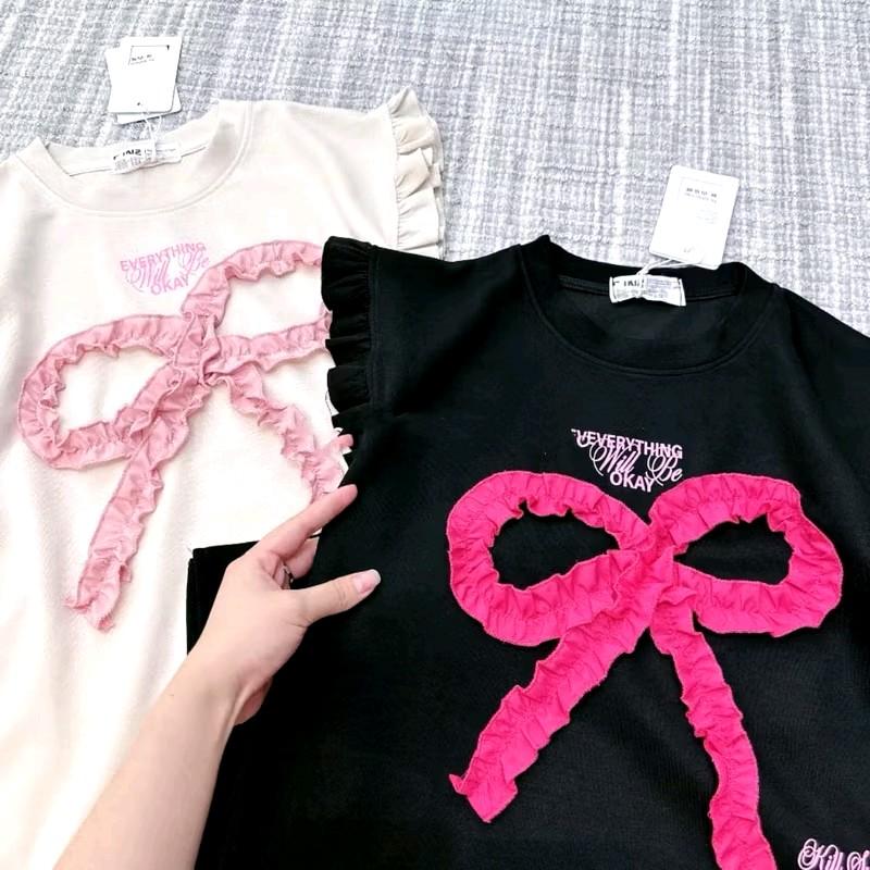 Váy YT63, Đầm Suông Gắn Nơ Nhún Tay Cánh Tiên Cách Điệu Chất Cotton Mát From Rộng 4