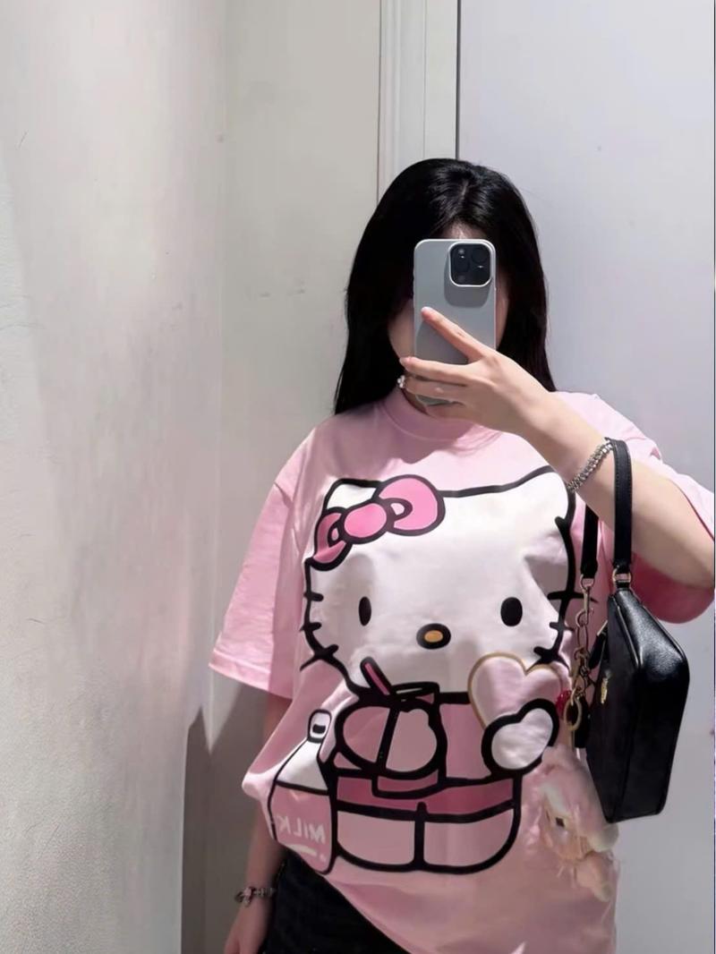Product Introduction of TRENDYBOUTIQUE- ÁO PHÔNG CỘC HỒNG HỌA TIẾT MÈO 4