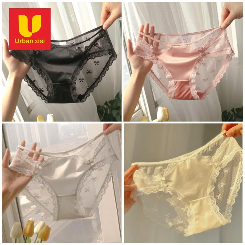 Quần Lót Nữ, Phong Cách Pháp Và Pháp, Dễ Thương Và Gợi Cảm, Được Làm Bằng Satin Và Lưới Ren, Thiết Kế khoét Lỗ, Thoáng Khí, Được Làm Bằng Lụa Lạnh Gợi Cảm, Thích Hợp Cho Mùa Xuân Và Mùa Hè, Đồ Lót Cho Phụ Nữ Cát