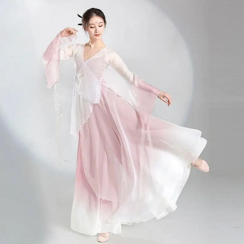 Bộ Trang Phục Múa Cổ Điển, Gạc Chảy, Trang Phục Tập Luyện, Trang Phục Biểu Diễn Múa Dân Tộc Múa Trung Quốc, Áo Váy Yếu Tố Han