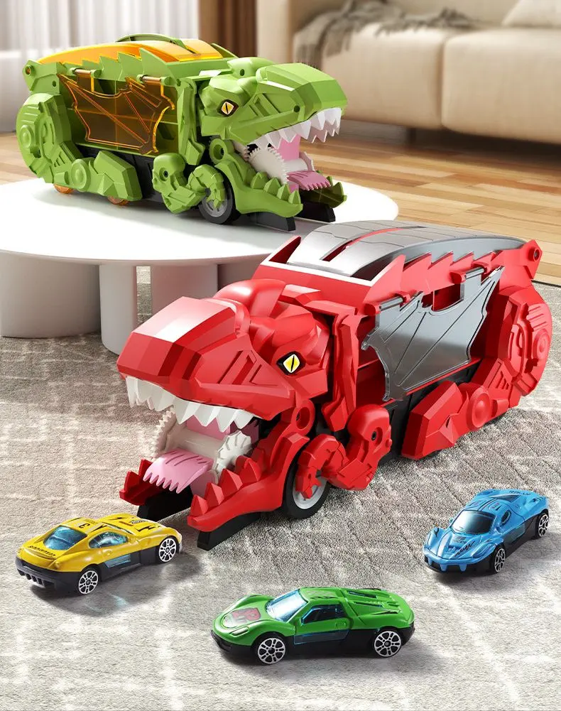 Mainan anak Mobil Truk Dinosaurus Kontainer Slide Storage Car truck dino swallowing car