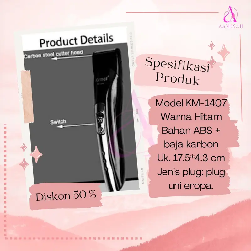 Kemei 1407 Alat Cukur Rambut Kumis Jenggot Elektrik 1