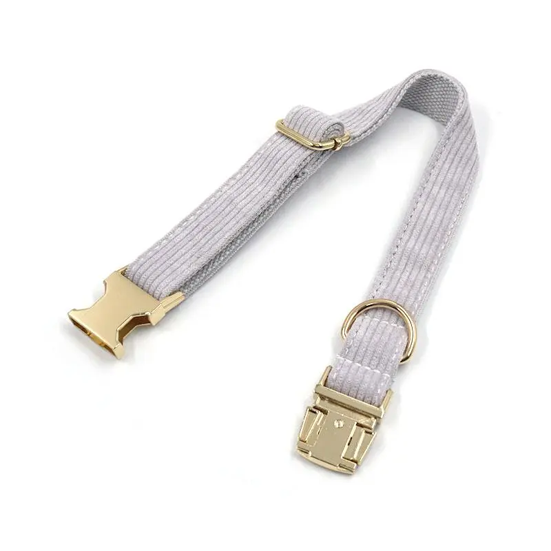 Handsome British Style Corduroy Pet Collar, Zinc Alloy Buckle Adjustable Pet Collar, Comfortable and Breathable, Pet Supplies for Small and Medium-sized Dogs 3