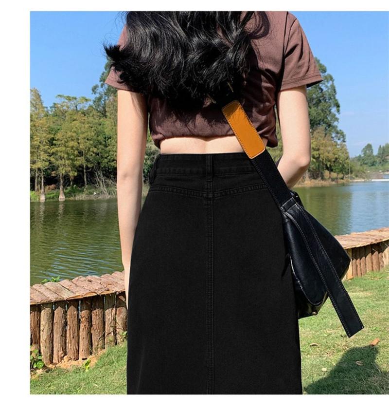 Product Introduction of Chân Váy Denim, Phong Cách Thường Ngày Xẻ Lưng, Dành Cho Phụ Nữ, Dài Trung Bình Thiết Kế Cổ Điển Cạp Cao, Chân Váy Bodycon Hàng Mới Về 14