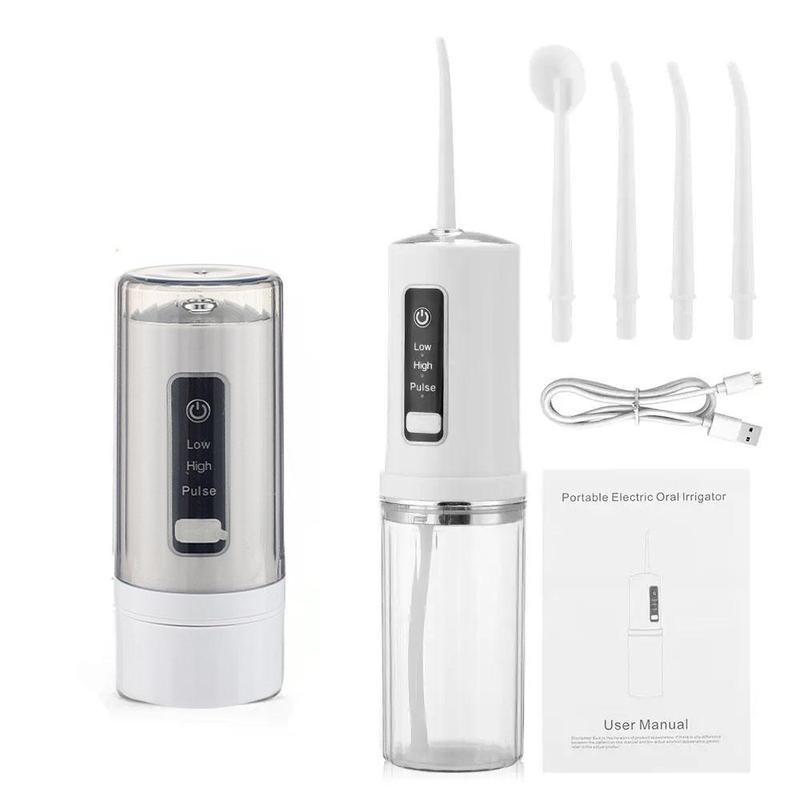 Portable Dental Water Flosser, 1 Set 4 Nozzles Oral Irrigators with Base Storage Design, Mouth Washing Machine, Personal Care Tool for Teeth Cleaning 0