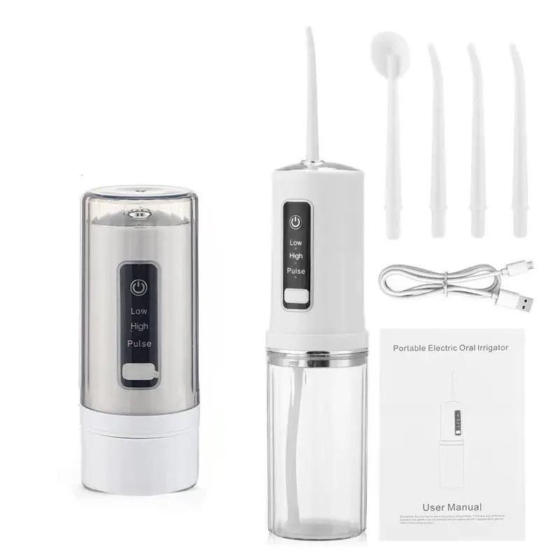 Portable Dental Water Flosser, 1 Set 4 Nozzles Oral Irrigators with Base Storage Design, Mouth Washing Machine, Personal Care Tool for Teeth Cleaning 0