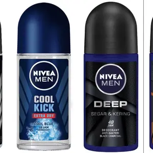 Nivea Men Deodorant Roll On 50ml Deep Black, Espresso, Cool Kick, Black & White Ketiak Pria
