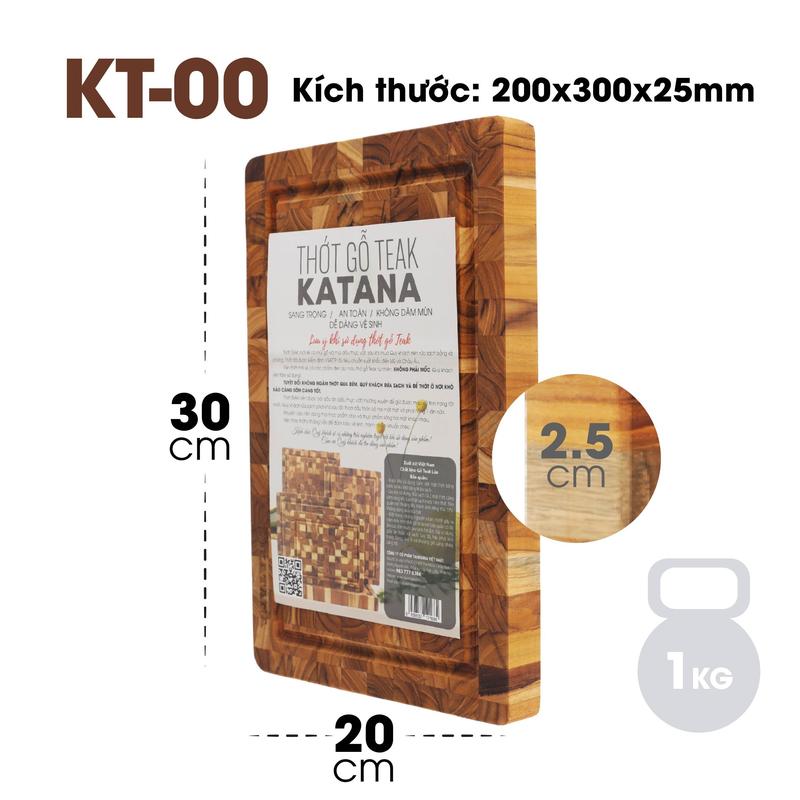 [DP00] Thớt gỗ teak thái cao cấp KATANA KT00 - chữ nhật kích thước 25x200x300mm