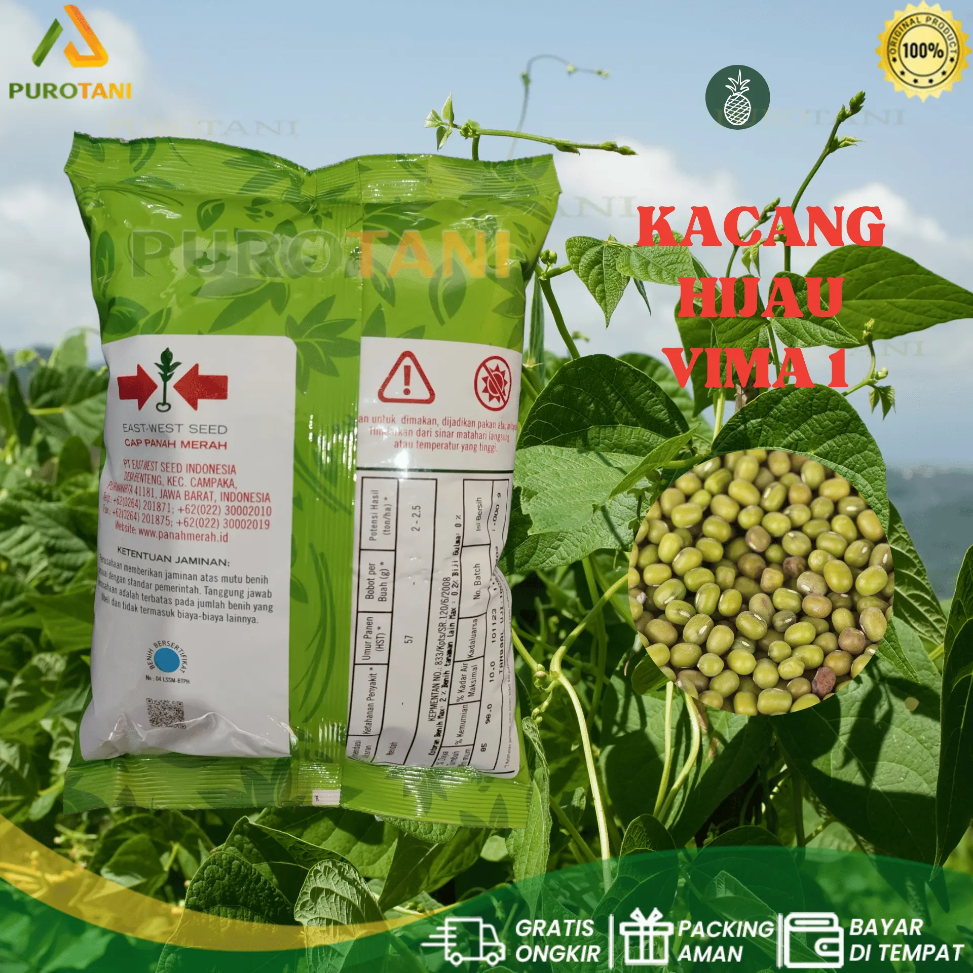 Benih Kacang Hijau VIMA-1 VIMA 1 Cap PANAH MERAH Kemasan 1 Kg