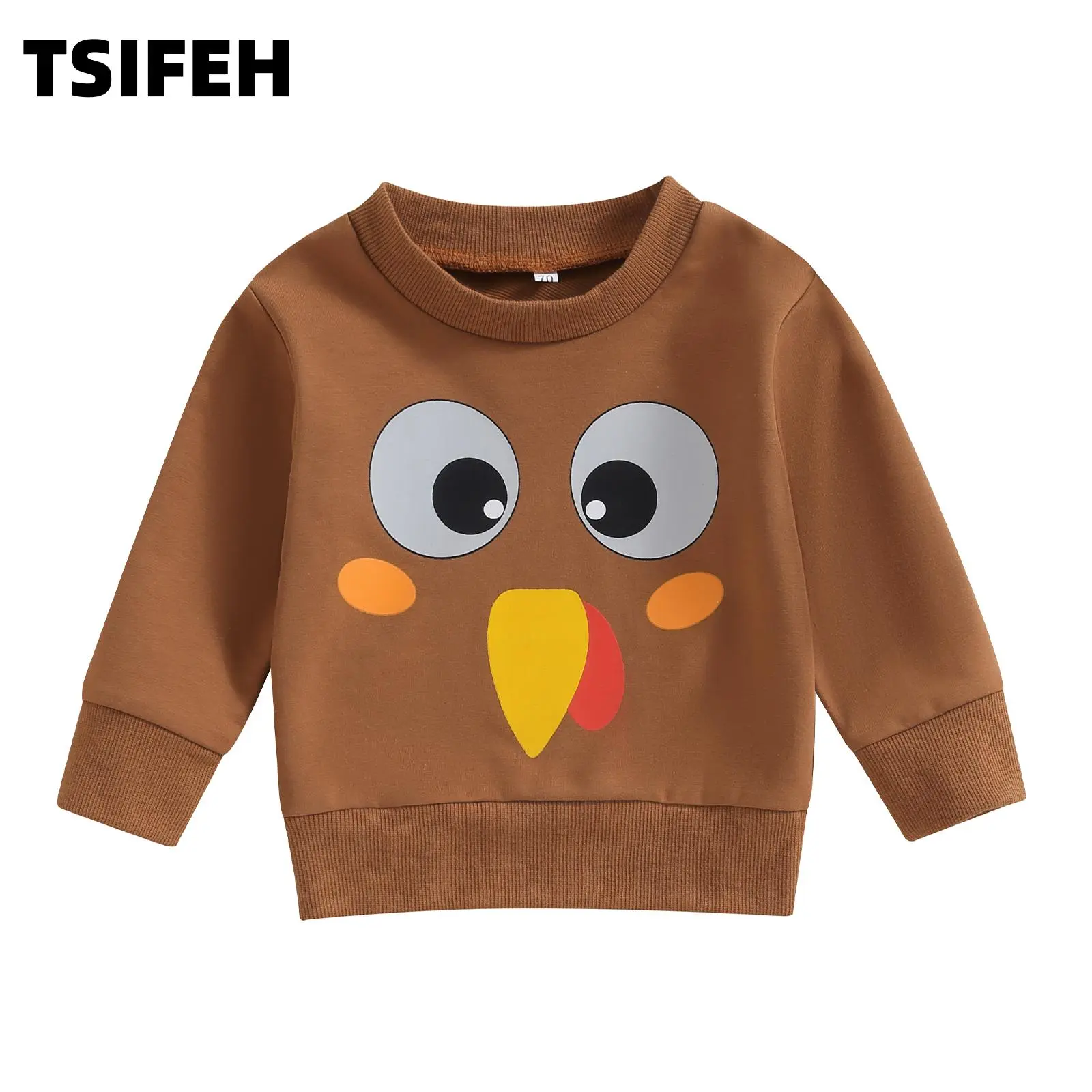 Thanksgiving Baby Sweatshirt, Long Sleeve Cartoon Turkey Print Hoodie