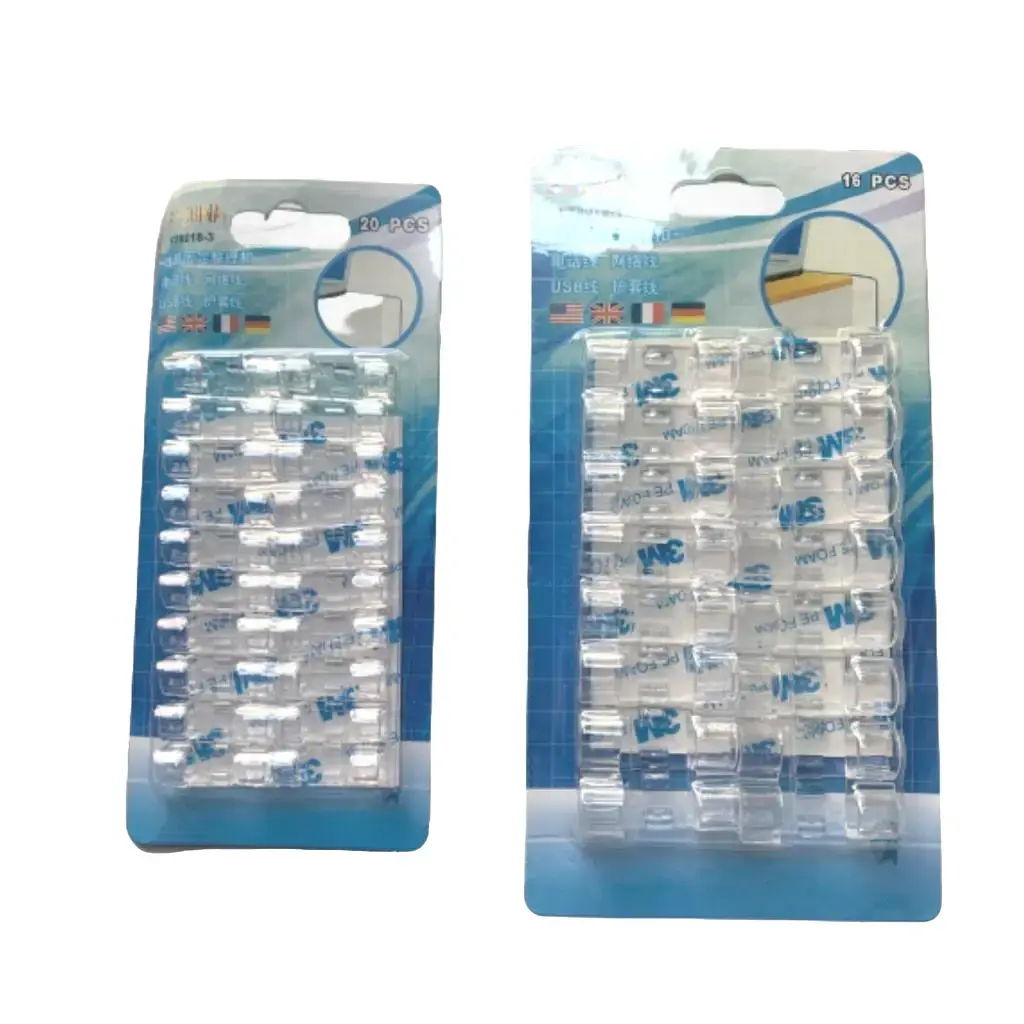 Bộ 20 Miếng Dán Tường Đi Dây Điện Nhựa - Kẹp Cố Định Nút Giữ Dây Điện Chống trượt