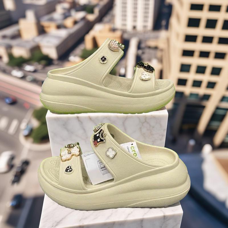 dép cross nữ shoes 2 quai cao 7cm, dép nữ đính stick chất cao su non êm nhẹ bền chống trơn trượt ful box DéP GiàY Jean Sandal giay  hot 0