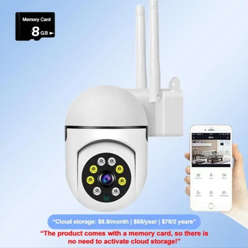 1080P Full HD WiFi IP Camera, Night Vision Camera with 8GB Memory Card, Motion-Detection Remote Monitoring Camera, Home Security Camera 4