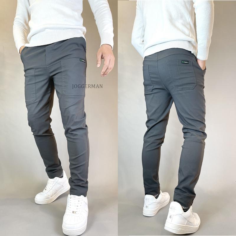 JOGGER MAN Quần Jogger 6 túi màu ghi, form dáng Regular Fit, chất liệu co dãn, nam tính, thể thao, Sport