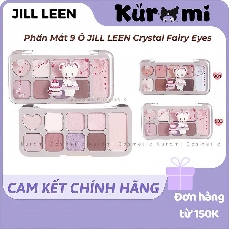 JILL LEEN Bảng Phấn Mắt Jill Leen 9 Ô Màu Crystal Fairy Eyes Lấp Lánh Nhũ Mịn kuromi cosmetics
