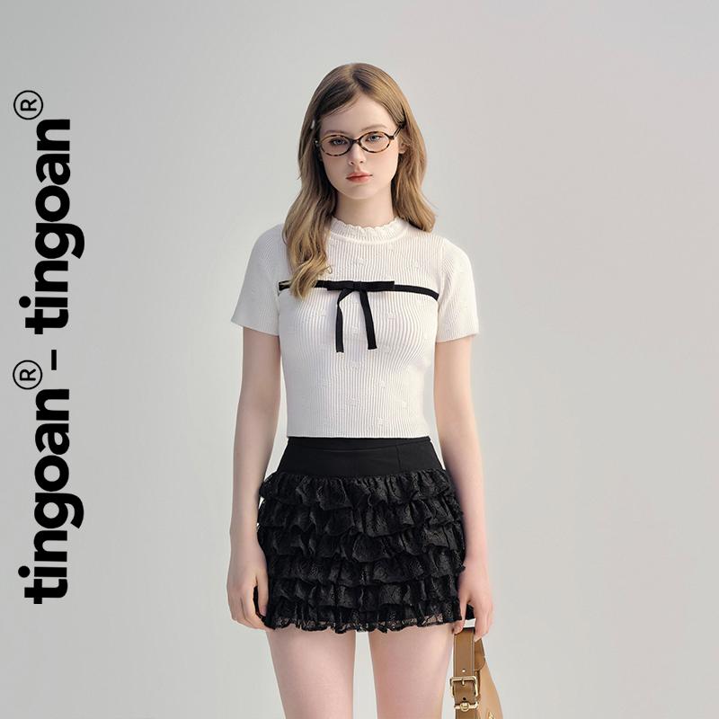 TINGOAN x TIKTOKSHOP - Áo len xù đen ngắn nơ ngang thân TINASHE TOP (4 màu)